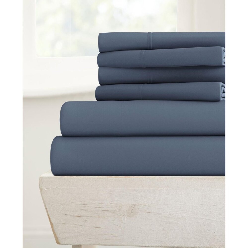 NWT Noble Linens 6-Piece Microfiber Sheet Set Solid IH-6PC-F-ST Gray Full